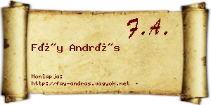 Fáy András névjegykártya